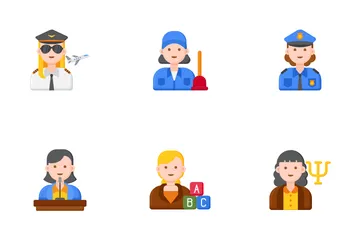 Professions Woman Diversity Icon Pack