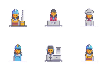 Professions Woman Diversity Icon Pack