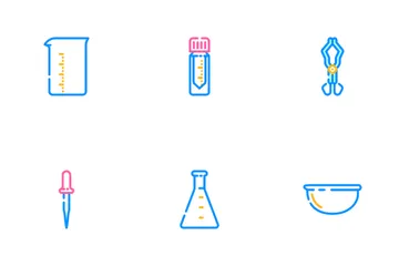 Prueba de matraz de laboratorio de química Paquete de Iconos