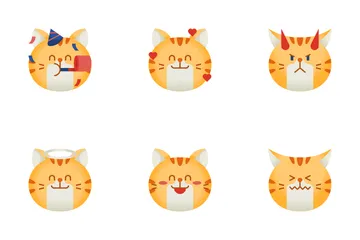 Molliges Katzen-Emoticon Symbolpack