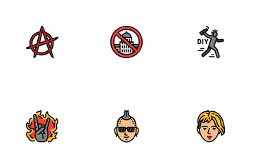 Punk Retro Element Hand Art Icon Pack