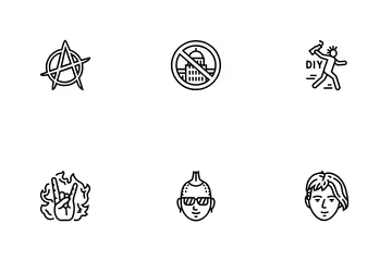 Art de la main avec des éléments punk rétro Pack d'Icônes