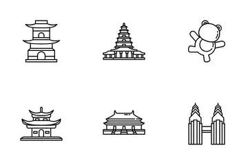 Punto de referencia de china Paquete de Iconos