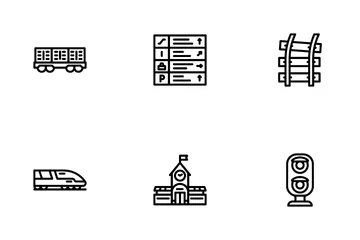 Railway Train Transportation Icon Pack