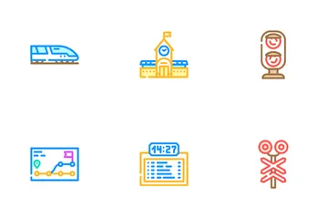 Railway Train Transportation Icon Pack