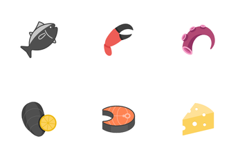 Raw Food And Ingredient Icon Pack
