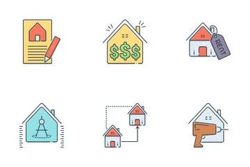 Real Estate 1color Shadow Icon Pack