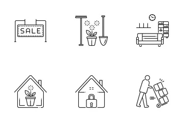 Real Estate 2 Line Icon Pack
