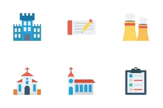 REAL ESTATE & BUILDING FLAT ICONS