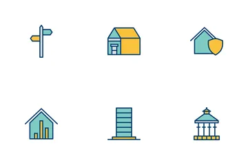 Real Estate Filled Two Color Icon Pack