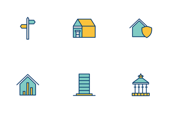 Real Estate Filled Two Color Icon Pack