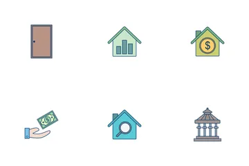 Real Estate Flat Outline Icon Pack