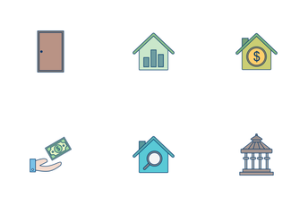 Real Estate Flat Outline Icon Pack
