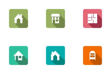 Real Estate Flat Square Rounded Shadow Set 2 Icon Pack