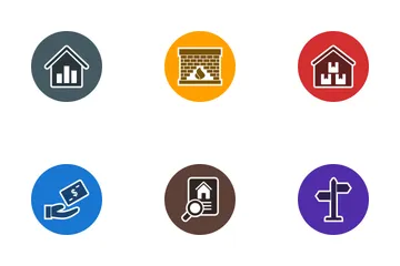 Real Estate Glyph Circle Icon Pack