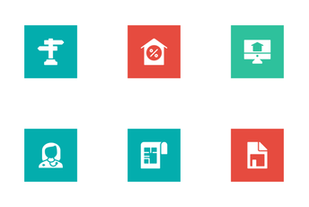 Real Estate Glyphs Square Icon Pack