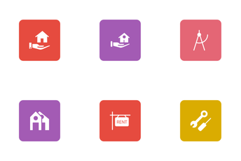 Real Estate Glyphs Square Rounded Icon Pack