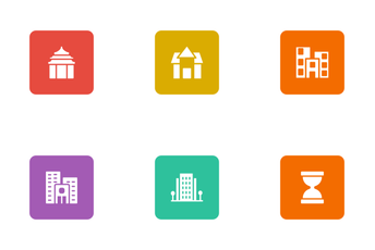 Real Estate Glyphs Square Rounded Icon Pack