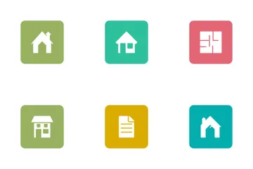 Real Estate Glyphs Square Rounded Icon Pack