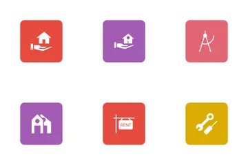 Real Estate Glyphs Square Rounded Icon Pack