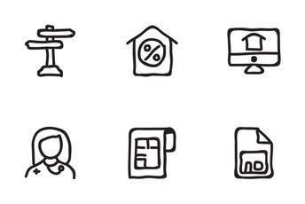 Real Estate Hand Drawn Set 4 Icon Pack