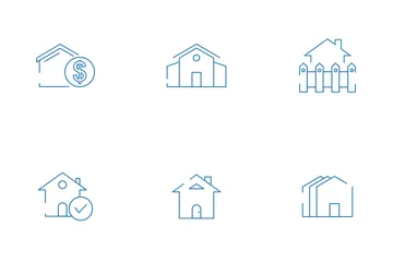 Real Estate Home Property Building Line Icon Pack