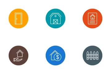 Real Estate Line Circle Icon Pack