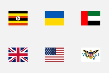 직사각형 국가 국기 아이콘 팩