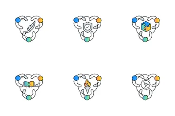 Rede colaborativa e orientada a propósitos Pacote de Ícones