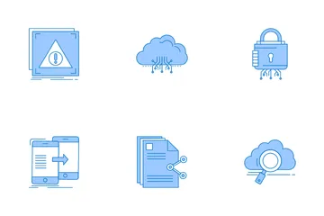 Computação em nuvem em rede e cidade inteligente Pacote de Ícones