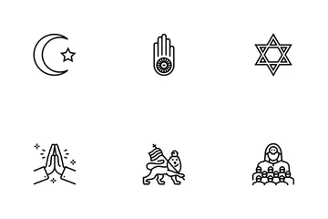 Religion, Prayer Cult And Atheism Icon Pack