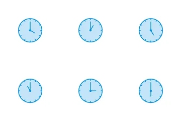 Línea de relojes azul Paquete de Iconos