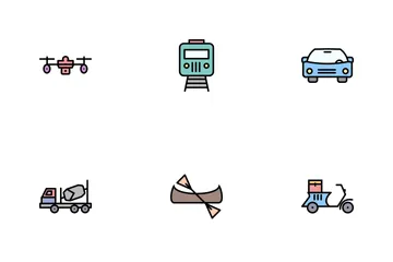 Ligne de transport remplie Icon Pack