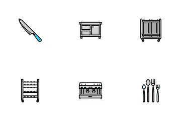 Restaurant Equipment Kitchen Cafe Icon Pack