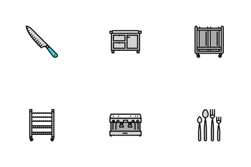 Equipamento de restaurante cozinha café Icon Pack