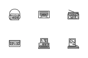Retro Gadget Technology Device Icon Pack