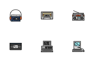 Retro Gadget Technology Device Icon Pack