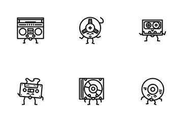 Retro Music Party Vintage Icon Pack