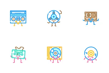 Retro Music Party Vintage Icon Pack