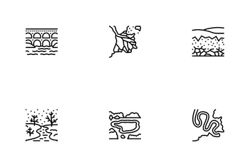 River And Lake Nature Landscape Icon Pack