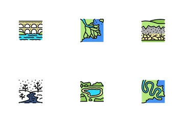 River And Lake Nature Landscape Icon Pack