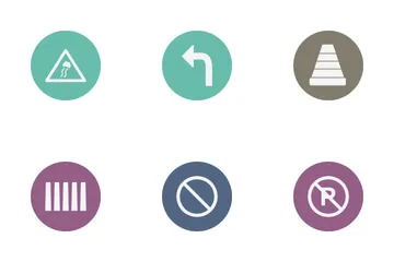 Road Sign Glyph Circle Icon Pack