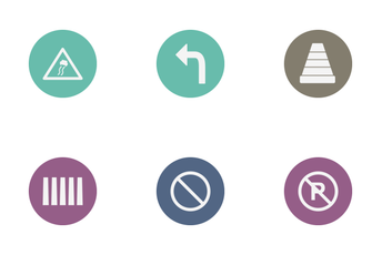 Road Sign Glyph Circle Icon Pack