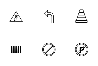 Road Sign Line Icon Pack
