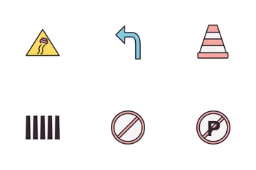 Road Sign Line Fill Icon Pack