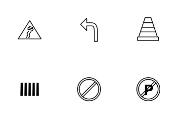 Road Sign Line Icon Pack