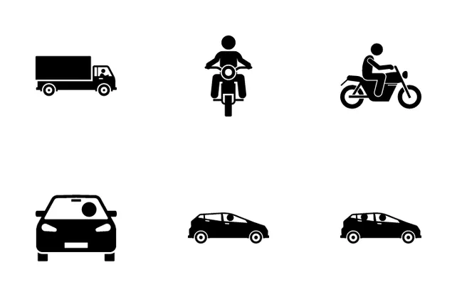 Road Transport Icon Pack - 26 Glyph Vehicle Icons | SVG, PNG, ICO Available