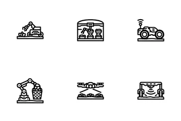 Robot Harvests Automation Icon Pack