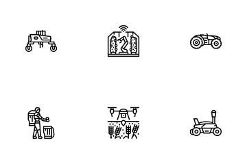 Robot Harvests Automation Icon Pack