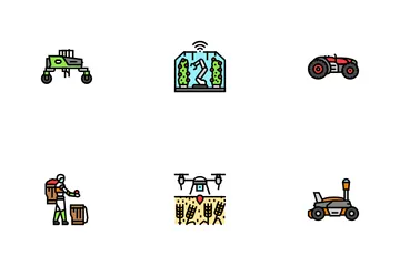 Robot Harvests Automation Icon Pack